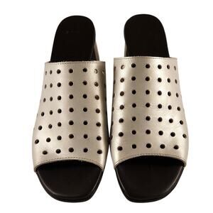 Munro Jules Women's White Peep-Toe Block-Heel Leather Mule Sandal 9